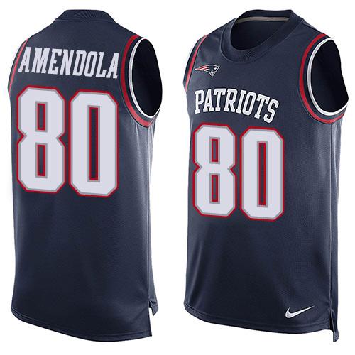 Nike Patriots #80 Danny Amendola Navy Blue Team Color Men's Stitched NFL Limited Tank Top Jersey - Click Image to Close